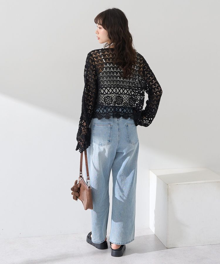 earth music&ecology「クロシェ風Vネックカーディガン」|カーディガン|