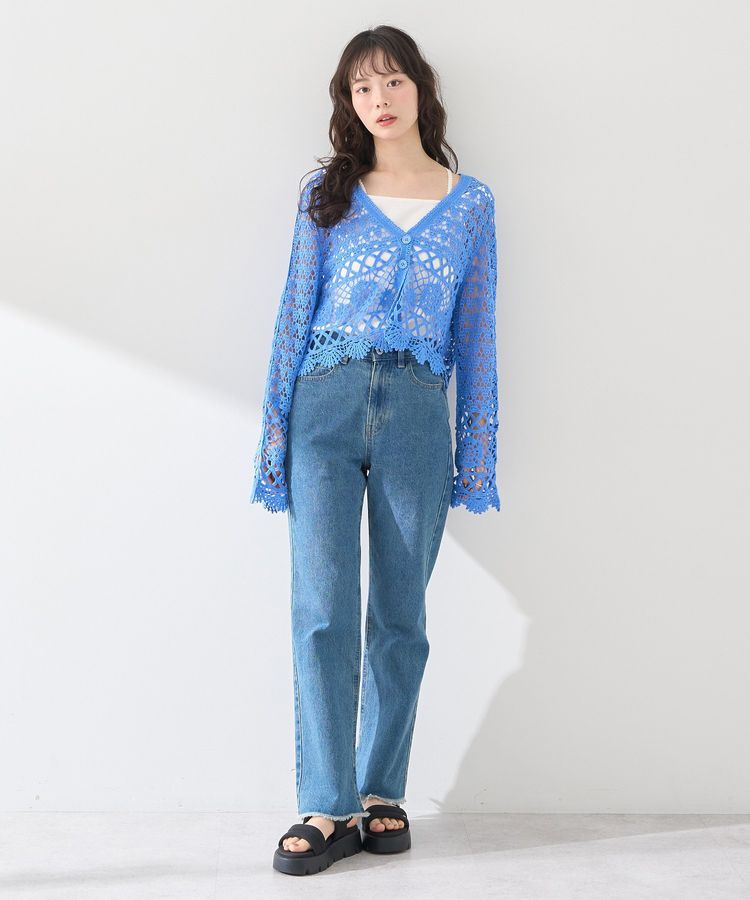 earth music&ecology「クロシェ風Vネックカーディガン」|カーディガン|