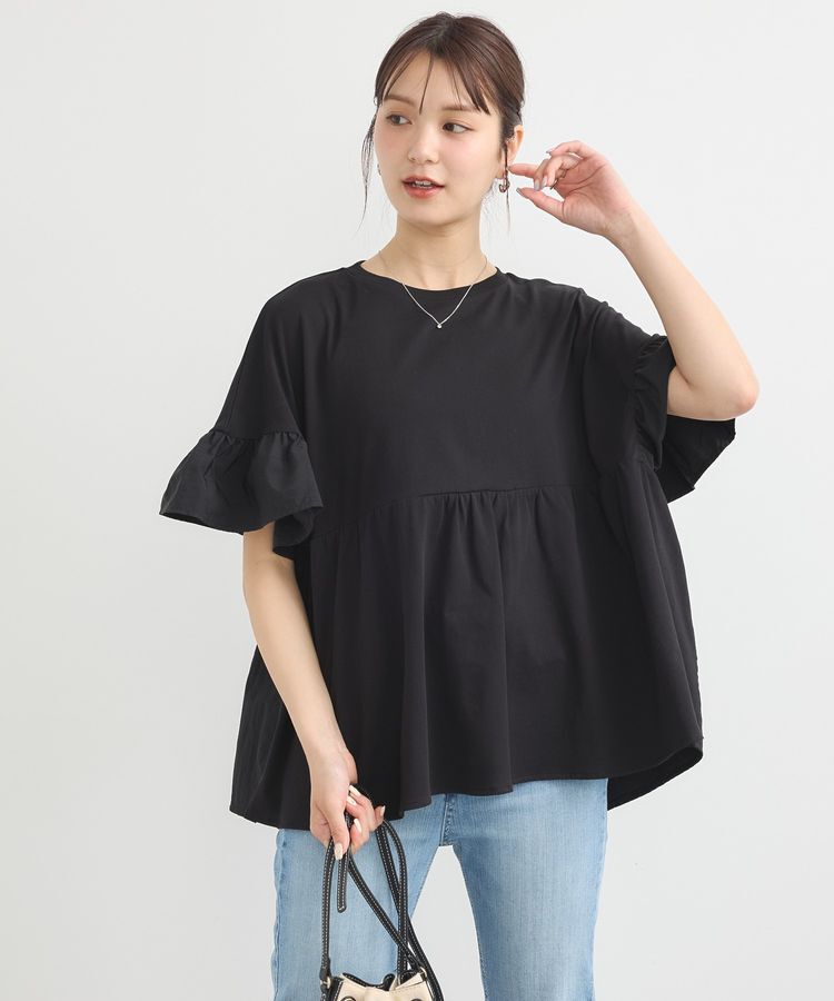 earth music&ecology「フリルドッキングポンチョT」|チュニック|