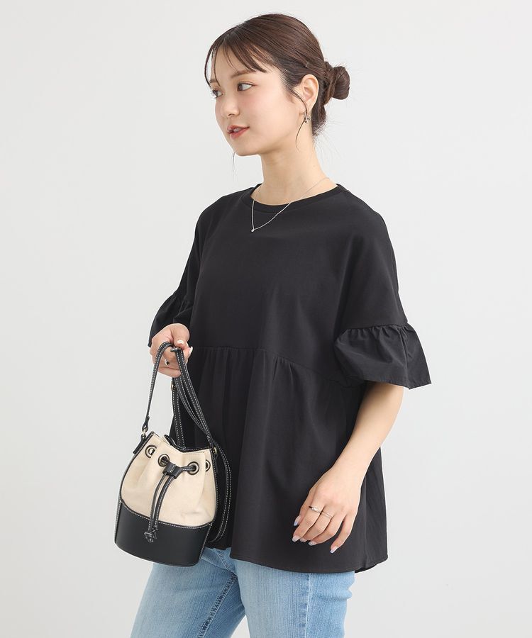 earth music&ecology「フリルドッキングポンチョT」|チュニック|