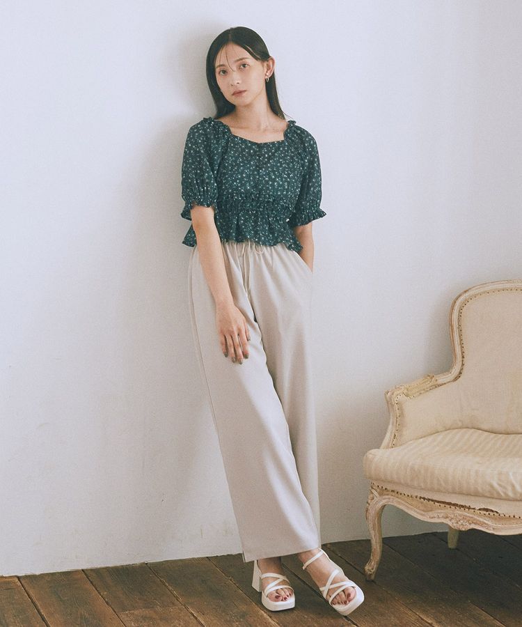 earth music&ecology「フラワー刺繍フリルヘムブラウス」|シャツ・ブラウス|