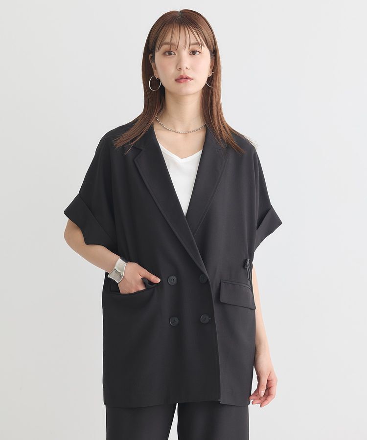 earth music&ecology「半袖サイドドロストジャケット」|テーラードジャケット|