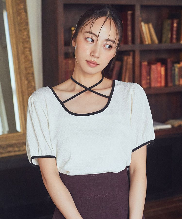 earth music&ecology「マルチウェイ配色リボンカットプルオーバー」|Tシャツ・カットソー|