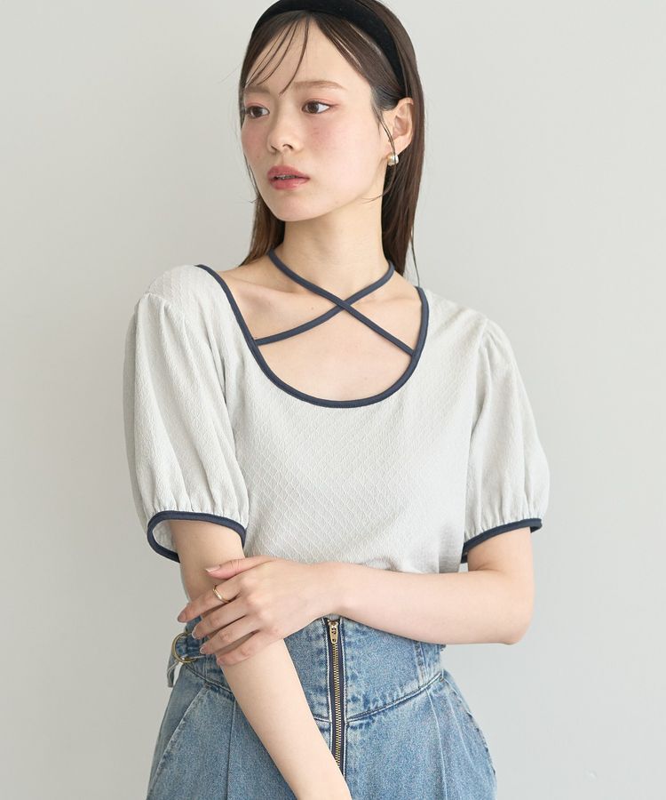 earth music&ecology「マルチウェイ配色リボンカットプルオーバー」|Tシャツ・カットソー|