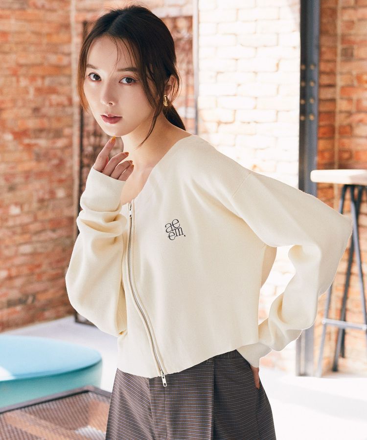 earth music&ecology「ダブルジップロゴニットプルオーバー」|ニット・セーター|