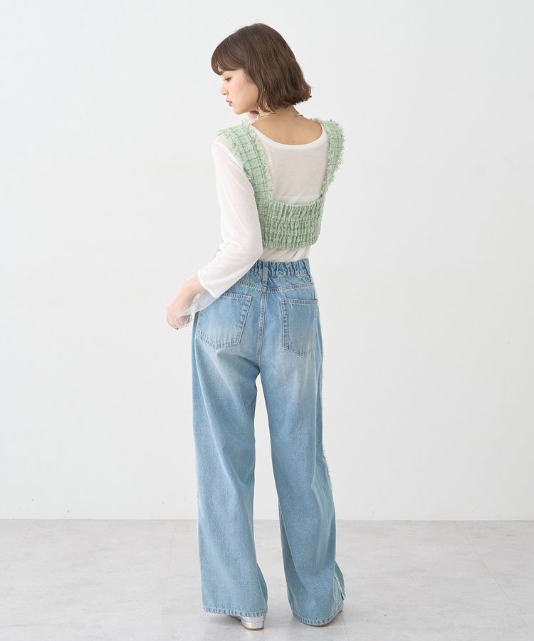 earth music&ecology「フリンジツイードビスチェ」|ベスト・ジレ|