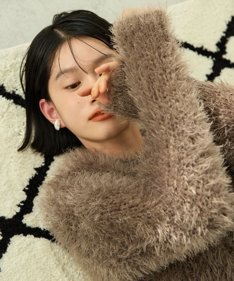 AMERICAN HOLIC「シャギーニットクルーネックカーディガン」|カーディガン|