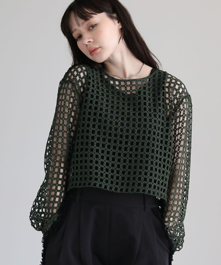 Green Parks「・SUGAR SPOON 2wayフラワーメッシュカーデ」|カーディガン|