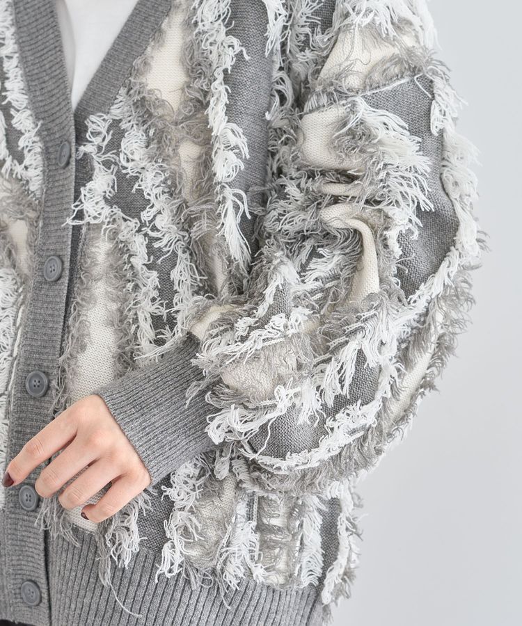 Green Parks「・ELENCARE DUE フリンジジャカードカーディガン」|カーディガン|