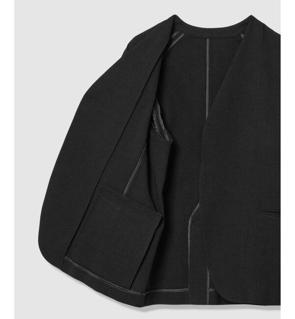 allureville「【ATELIER Line】ハーフスリーブカラーレスジャケット」|ノーカラージャケット|