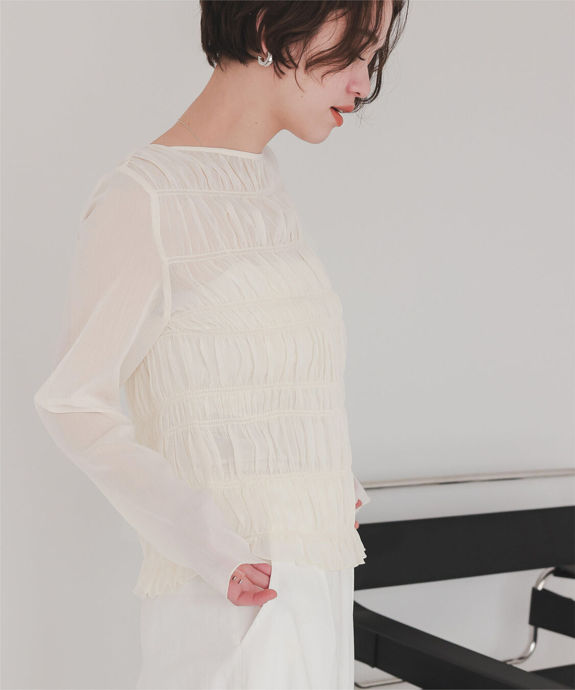 titivate「シアー楊柳シャーリングブラウス」|シャツ・ブラウス|