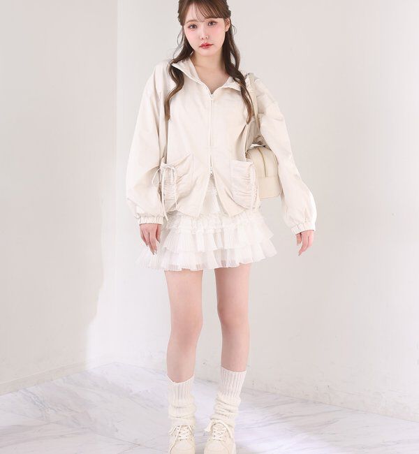  「ドロストリボンポケット付きマウンテンパーカー」|ダウンベスト・ベスト|