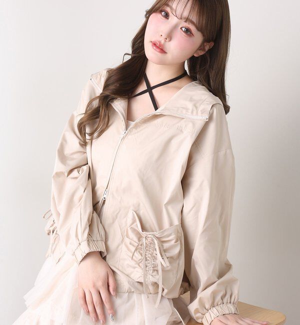  「ドロストリボンポケット付きマウンテンパーカー」|ダウンベスト・ベスト|