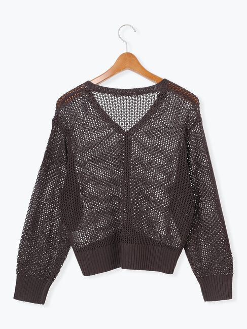 Lugnoncure「透かし編Vネックカーディガン」|カーディガン|