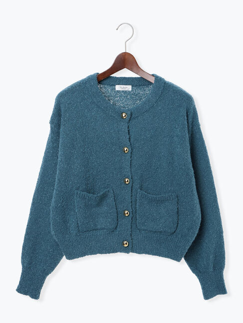 Te chichi TERRASSE「ブークレ金釦クルーネックカーディガン」|カーディガン|