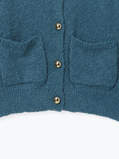 Te chichi TERRASSE「ブークレ金釦クルーネックカーディガン」|カーディガン|
