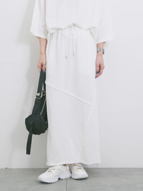 Samansa Mos2 blue「◎裏毛切替ナロースカート」|スカート|オフホワイト