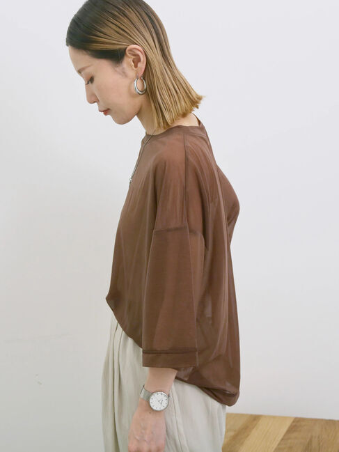 Samansa Mos2 blue「◎シアープルオーバー」|Tシャツ・カットソー|