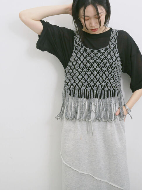 Samansa Mos2 blue「◎シアープルオーバー」|Tシャツ・カットソー|