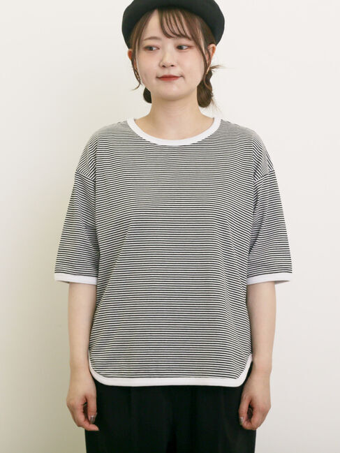 Samansa Mos2「◎ラウンドヘムボーダーカットソー」|Tシャツ・カットソー|