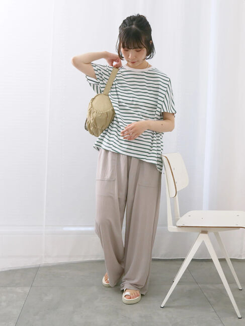 Samansa Mos2 blue「【USAコットン】アソートフレンチスリーブTシャツ」|Tシャツ・カットソー|