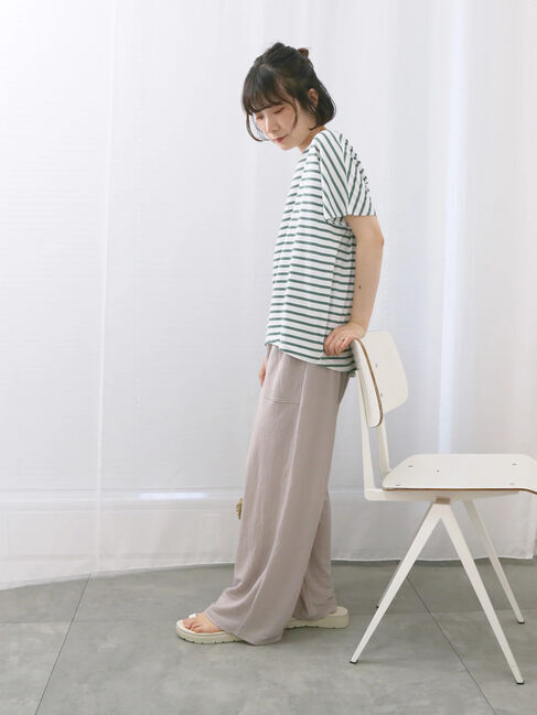 Samansa Mos2 blue「【USAコットン】アソートフレンチスリーブTシャツ」|Tシャツ・カットソー|