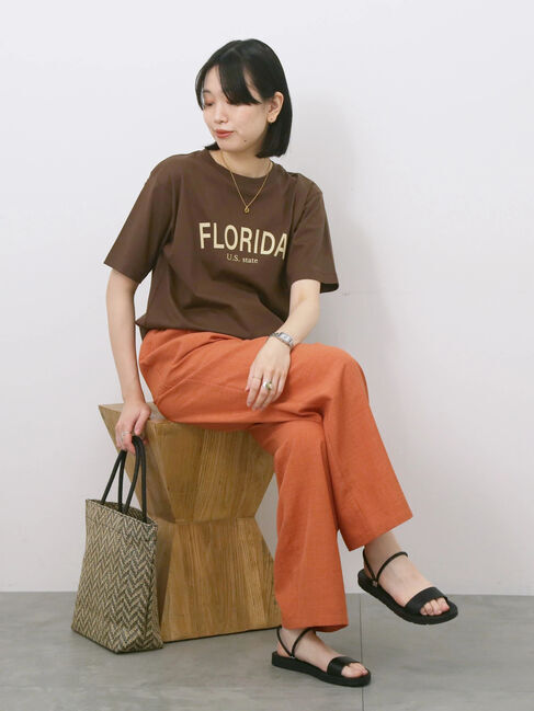 Samansa Mos2 blue「リネンタッチイージーパンツ」|その他|