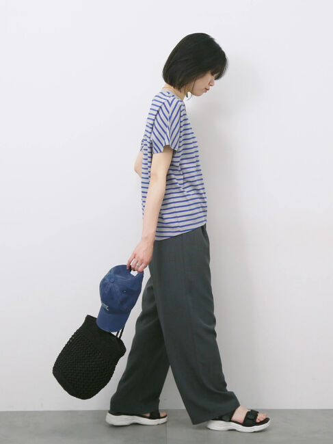 Samansa Mos2 blue「リネンタッチイージーパンツ」|その他|