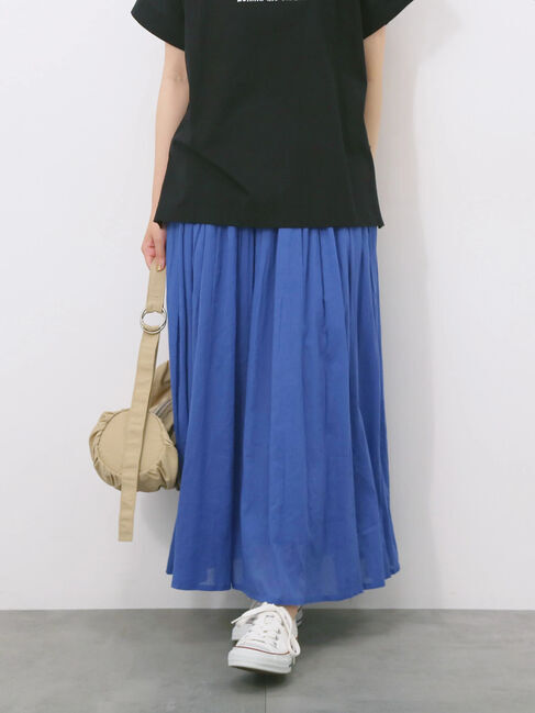 Samansa Mos2 blue「【Made in India】ボイルギャザースカート」|スカート|