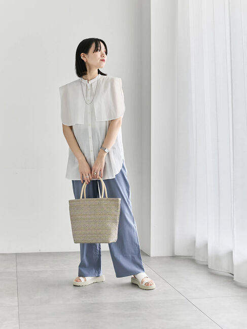 Samansa Mos2 blue「【接触冷感】ワイドイージーパンツ」|その他|