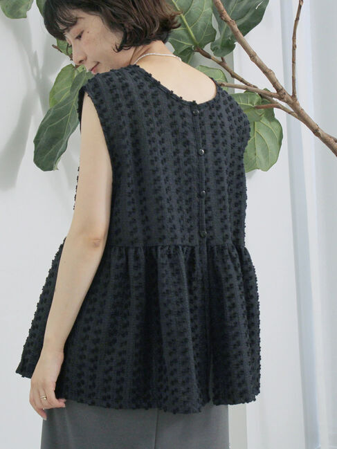 Samansa Mos2 blue「前後2wayジャカードペプラムノースリーブブラウス」|シャツ・ブラウス|