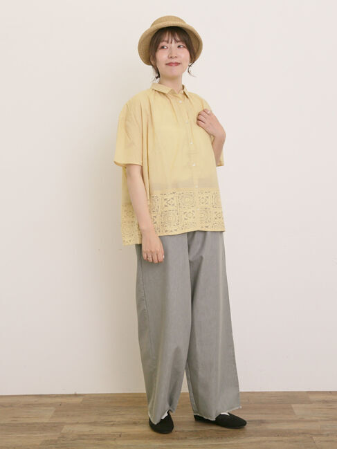 Samansa Mos2「インド裾レースシャツ」|シャツ・ブラウス|