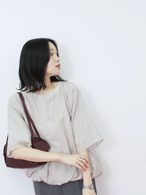 Samansa Mos2 blue「裾バルーンTシャツ」|Tシャツ・カットソー|