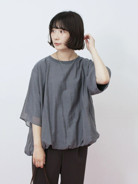 Samansa Mos2 blue「裾バルーンTシャツ」|Tシャツ・カットソー|