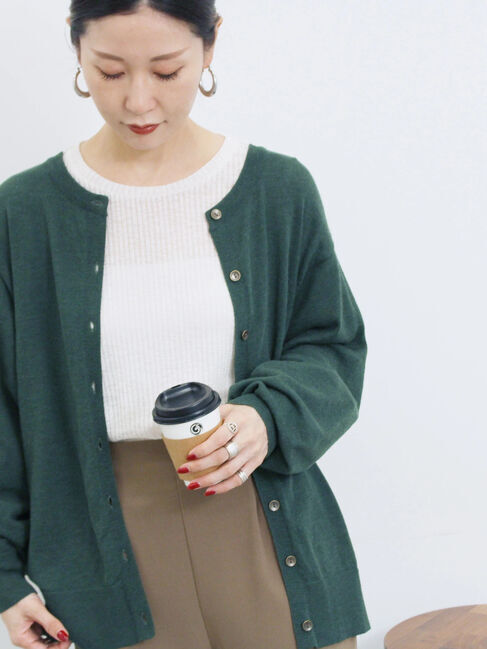 Samansa Mos2 blue「マルチスタイル前後2wayクルーネックカーディガン」|カーディガン|