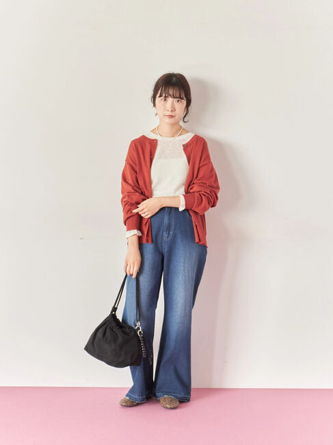 Samansa Mos2 blue「マルチスタイル前後2wayクルーネックカーディガン」|カーディガン|