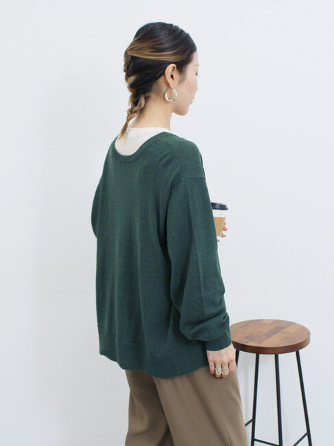 Samansa Mos2 blue「マルチスタイル前後2wayクルーネックカーディガン」|カーディガン|