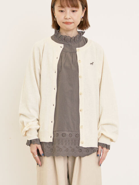Samansa Mos2「刺繍入りパフスリーブカーディガン」|カーディガン|