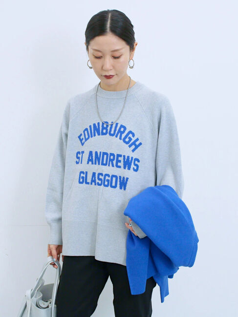 Samansa Mos2 blue「ロゴニットプルオーバー」|ニット・セーター|