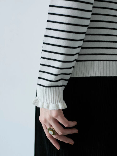 Samansa Mos2 blue「フリル衿ニットプルオーバー」|ニット・セーター|