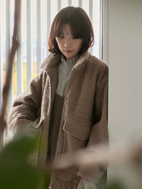 Samansa Mos2 blue「フリル衿ニットプルオーバー」|ニット・セーター|