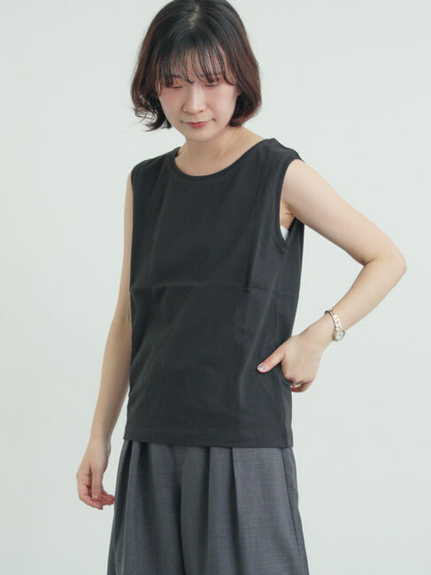 Samansa Mos2「[汗染み防止]ノースリーブTシャツ」|Tシャツ・カットソー|ブラック