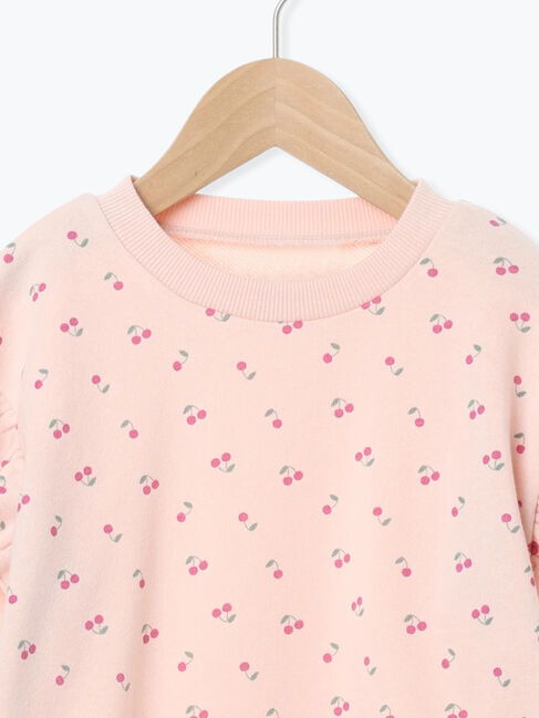 Samansa Mos2 Lagom「チェリー柄肩フリルトレーナー」|Tシャツ・カットソー|