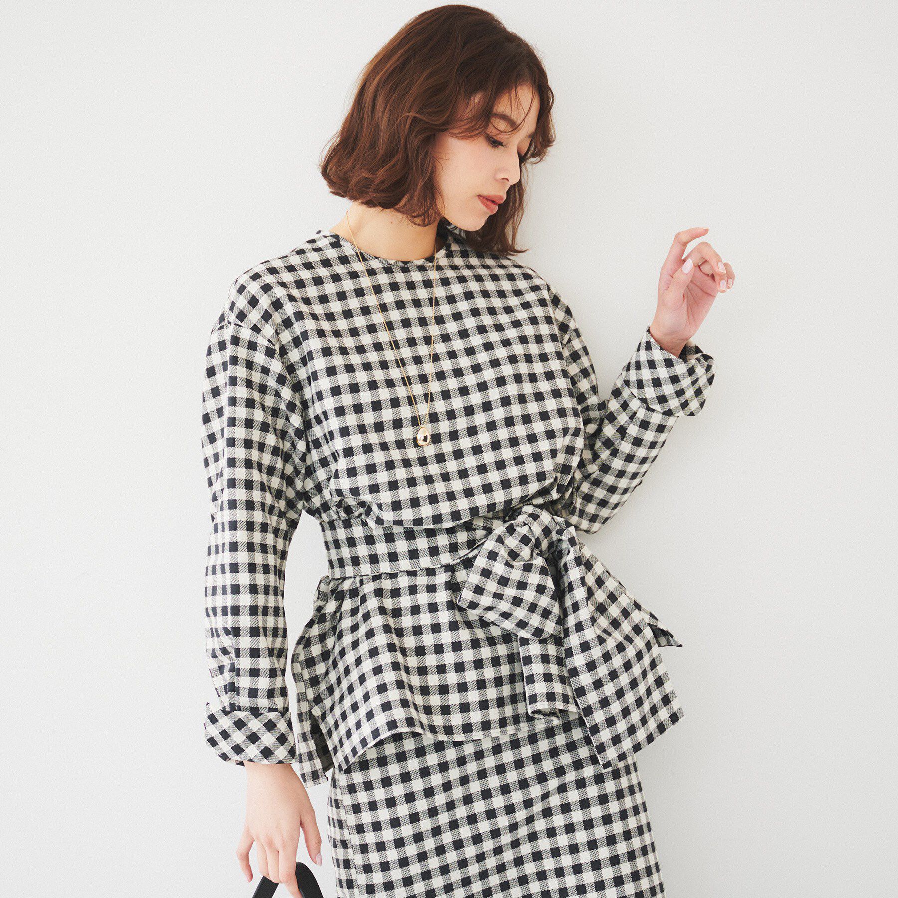 UNTITLED「【セットアップ可能】ギンガムチェック ブラウス」|シャツ・ブラウス|ブラック(219)
