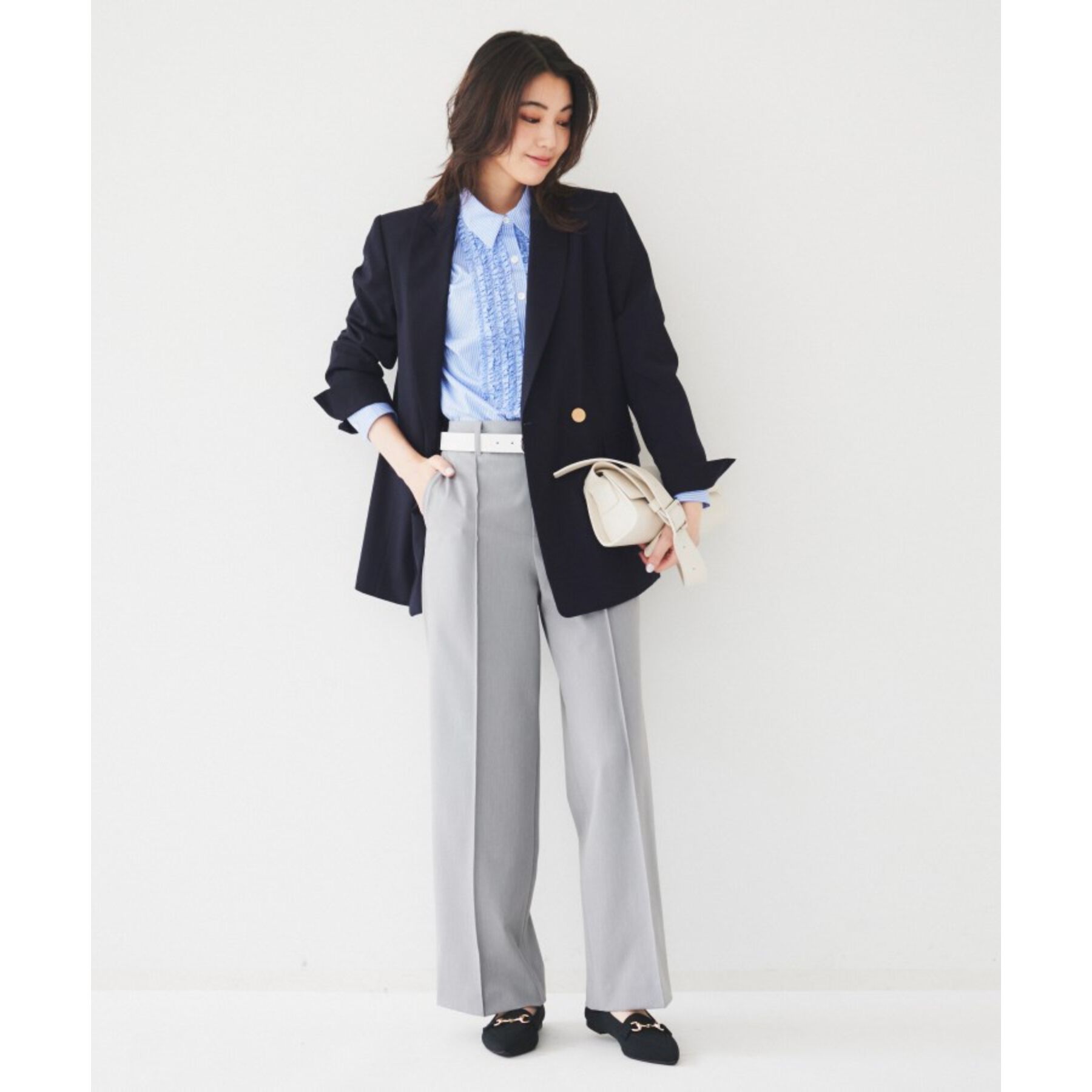 UNTITLED「【コットン100/前開きボタン】フロントフリルシャツ」|シャツ・ブラウス|