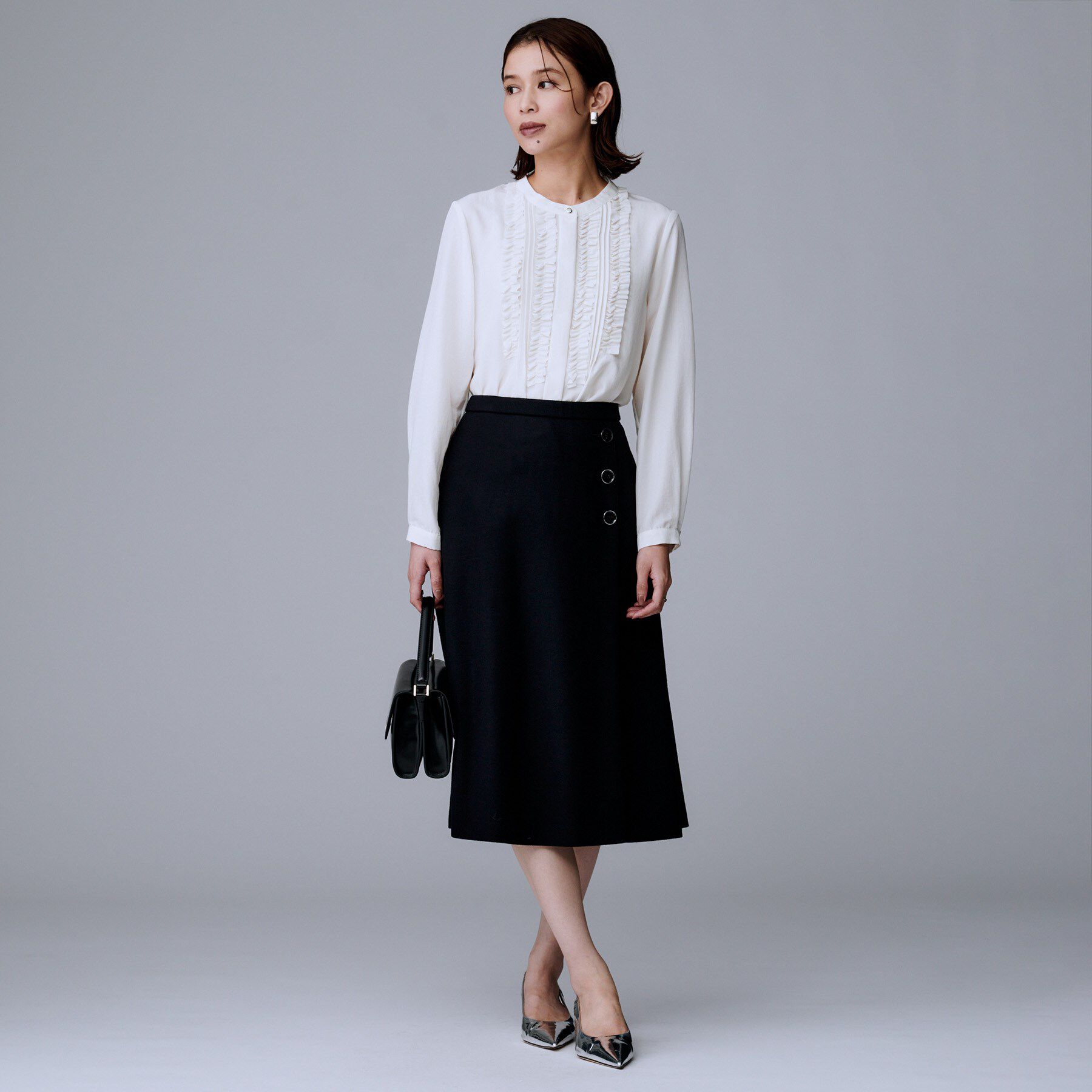 UNTITLED「【ウール100%/後ろウエストゴム】ミルドスムースフレアスカート」|スカート|