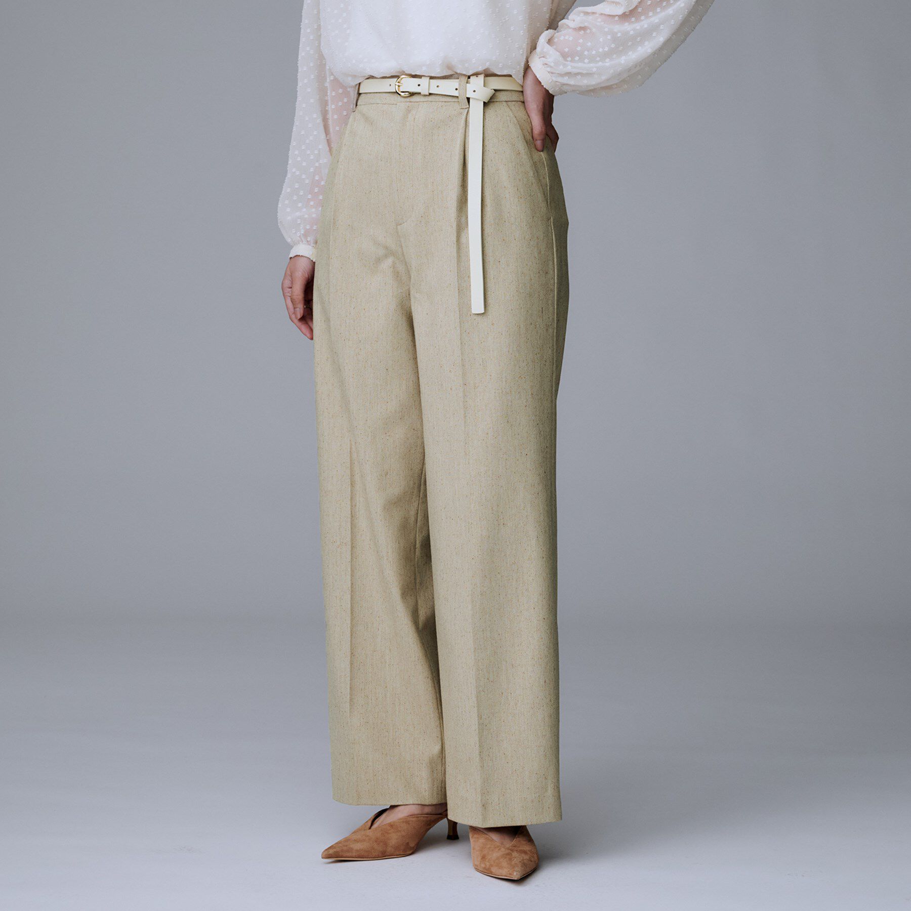 UNTITLED「【ワイド/後ろゴム/シーズンレス】シルクネップツイードパンツ」|その他|