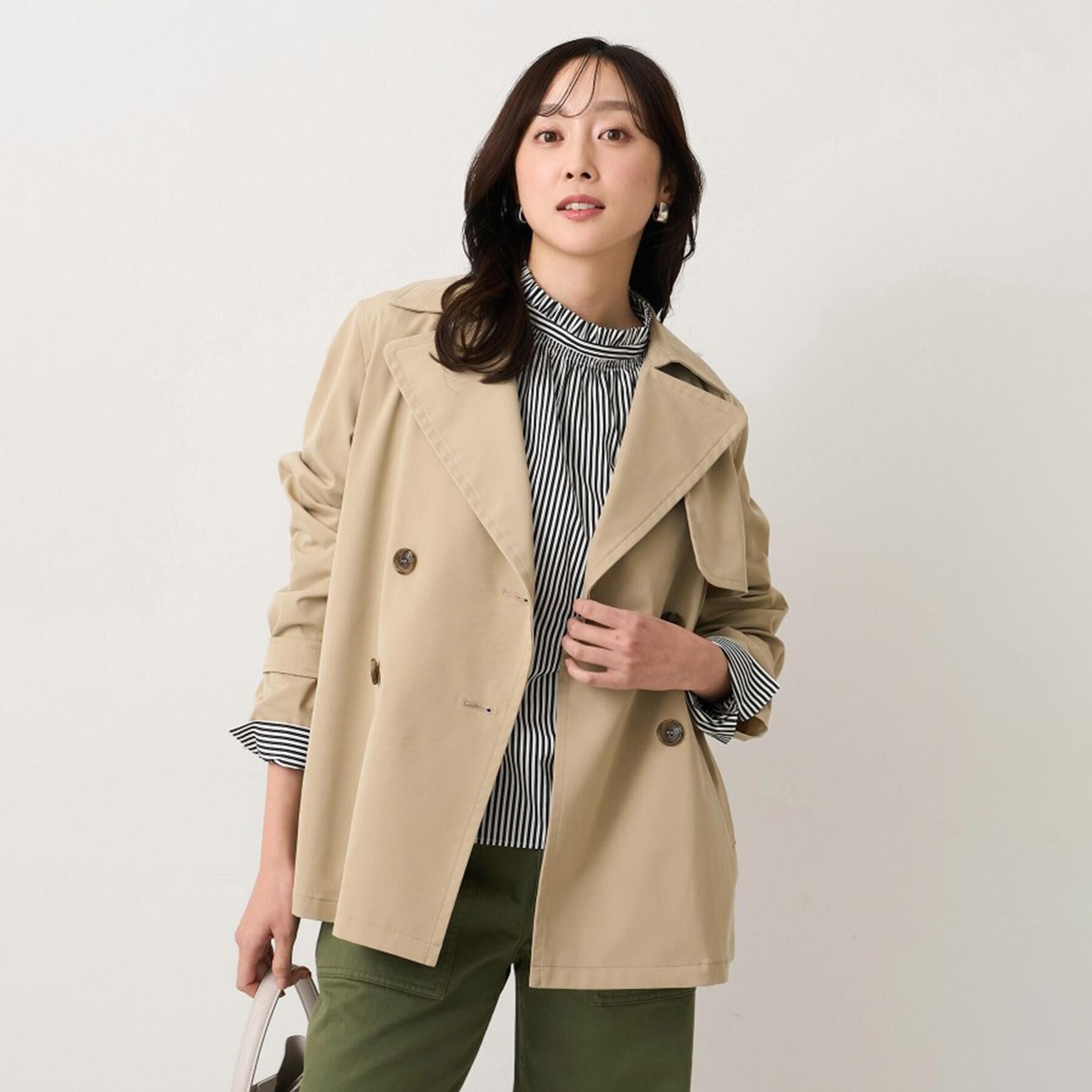 UNTITLED「【定番人気/はっ水/洗える】タスランショートトレンチコート」|トレンチコート|ベージュ(652)