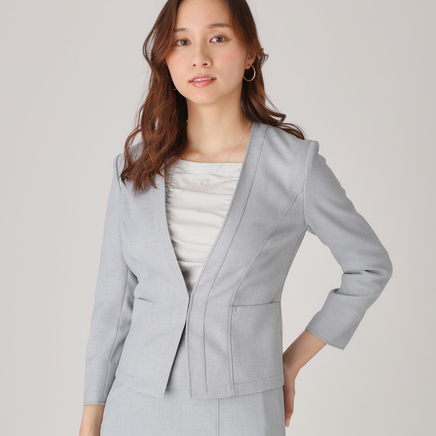 COUP DE CHANCE「【手洗い可／日本製】ノーカラージャケット」|ノーカラージャケット|チャコールグレー(0