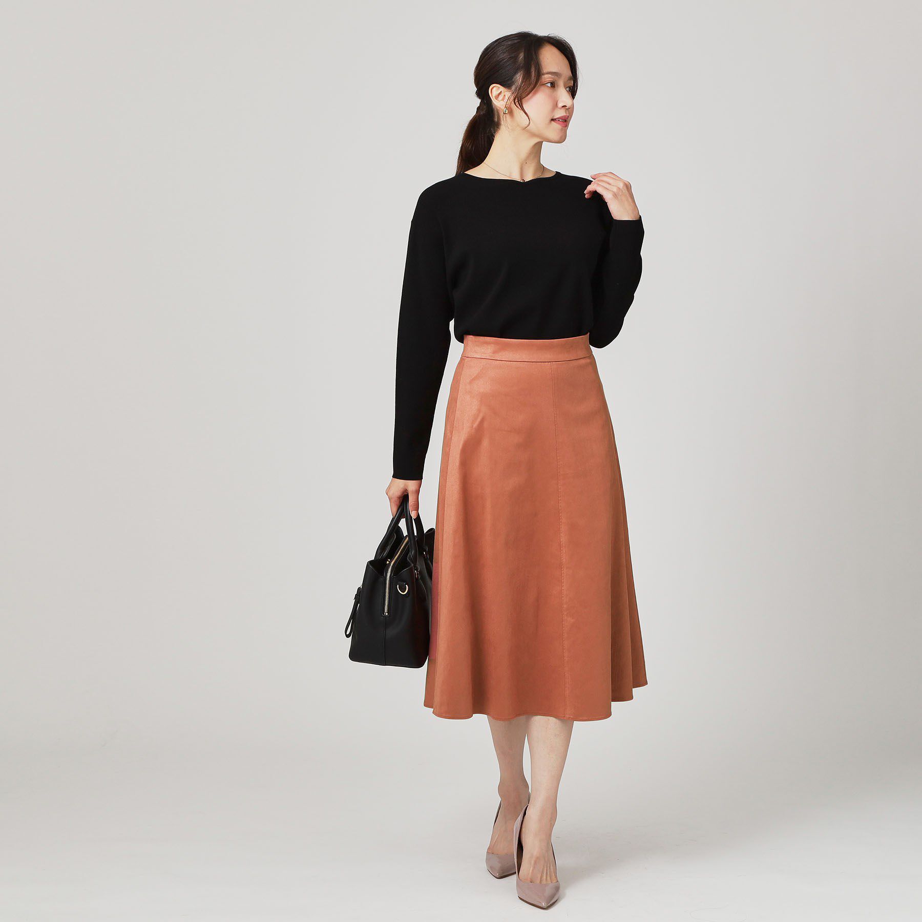 COUP DE CHANCE「【手洗い可／日本製／セットアップ可】スェード調素材フレアスカート」|スカート|